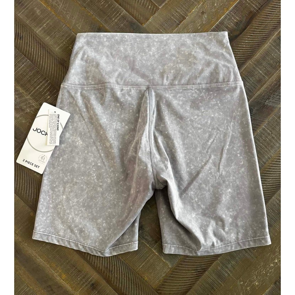 Jockey Womens Grey Acid Wash High Waisted Biker Shorts Large NWT - Picture 3 of 4